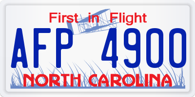NC license plate AFP4900