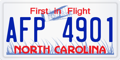 NC license plate AFP4901