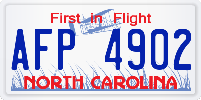NC license plate AFP4902