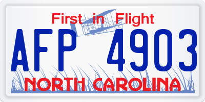 NC license plate AFP4903