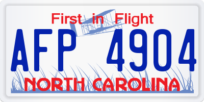 NC license plate AFP4904