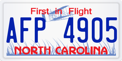 NC license plate AFP4905
