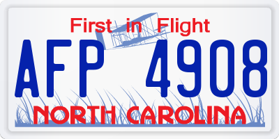 NC license plate AFP4908
