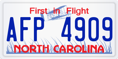NC license plate AFP4909