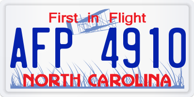 NC license plate AFP4910