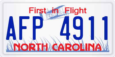 NC license plate AFP4911