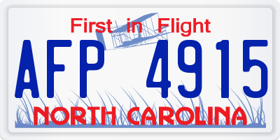 NC license plate AFP4915
