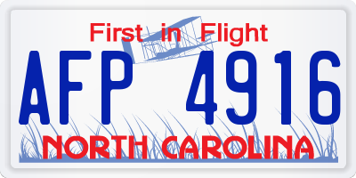 NC license plate AFP4916