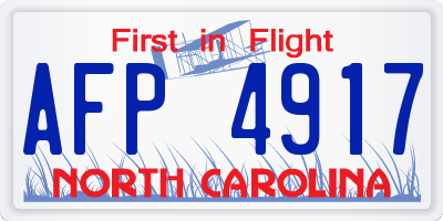 NC license plate AFP4917