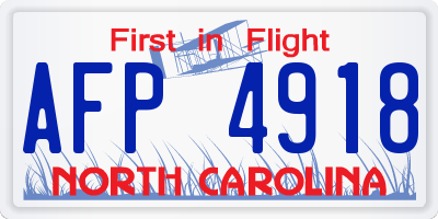 NC license plate AFP4918