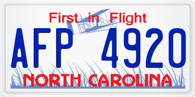 NC license plate AFP4920