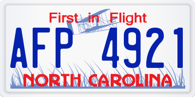 NC license plate AFP4921