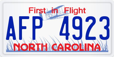 NC license plate AFP4923