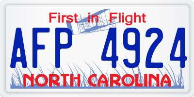 NC license plate AFP4924