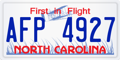 NC license plate AFP4927
