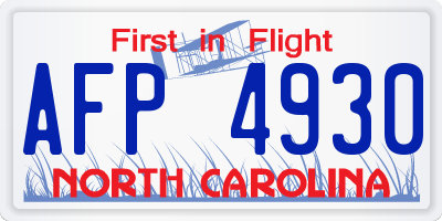 NC license plate AFP4930