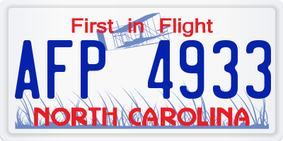 NC license plate AFP4933