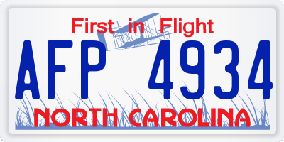 NC license plate AFP4934