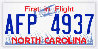 NC license plate AFP4937