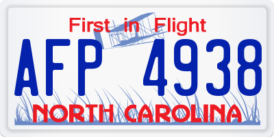 NC license plate AFP4938