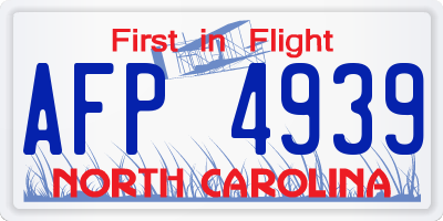 NC license plate AFP4939