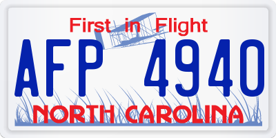 NC license plate AFP4940