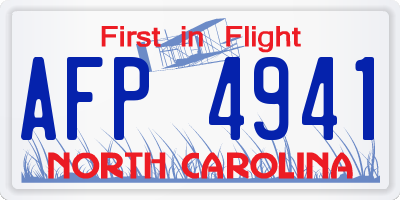 NC license plate AFP4941