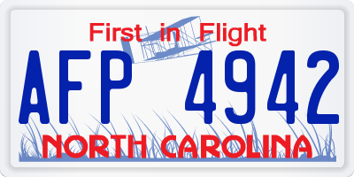 NC license plate AFP4942