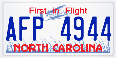 NC license plate AFP4944