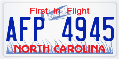 NC license plate AFP4945