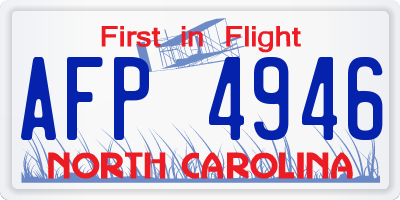 NC license plate AFP4946