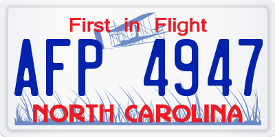 NC license plate AFP4947