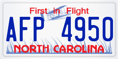 NC license plate AFP4950