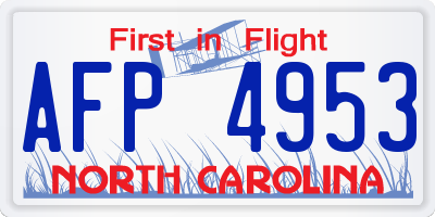 NC license plate AFP4953