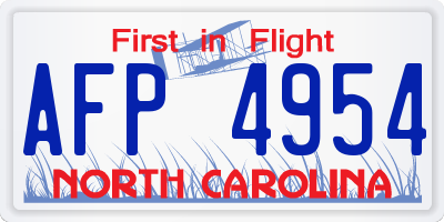 NC license plate AFP4954
