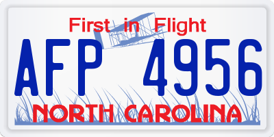 NC license plate AFP4956