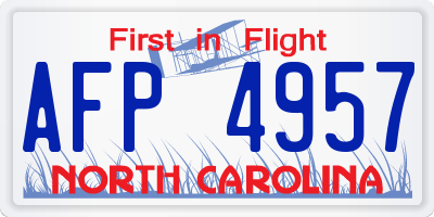 NC license plate AFP4957