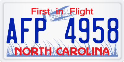 NC license plate AFP4958
