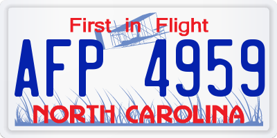 NC license plate AFP4959