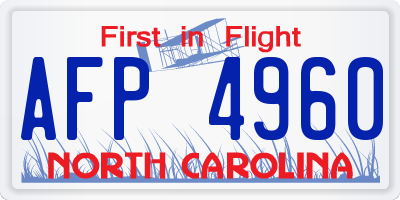 NC license plate AFP4960