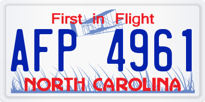 NC license plate AFP4961