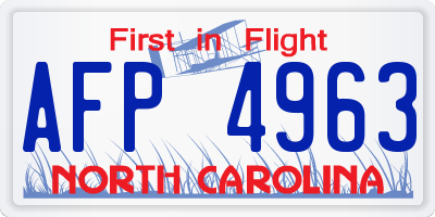 NC license plate AFP4963