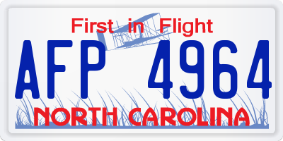 NC license plate AFP4964