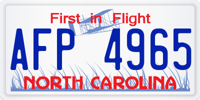 NC license plate AFP4965