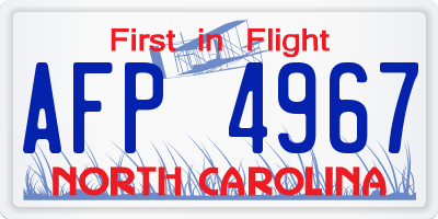 NC license plate AFP4967