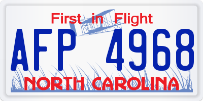 NC license plate AFP4968