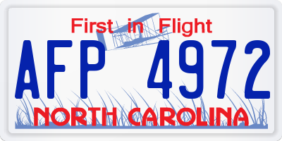 NC license plate AFP4972