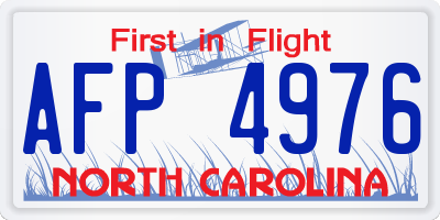 NC license plate AFP4976