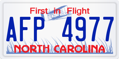 NC license plate AFP4977