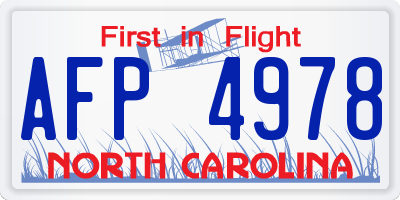 NC license plate AFP4978